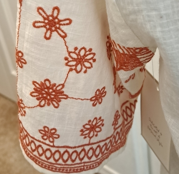 NWT Boho Calligraphie Cream Blouse With Front Tie Size S - Picture 7 of 13